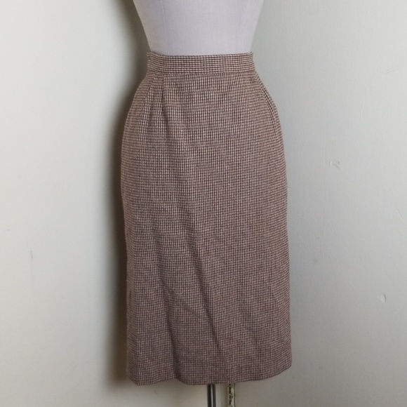 Vintage High Waist Houndstooth Pencil Skirt
